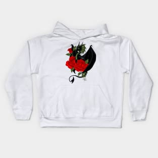 Black Dragon and Roses Kids Hoodie